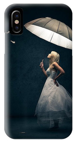 Girl With Umbrella And Falling Feathers IPhone Case